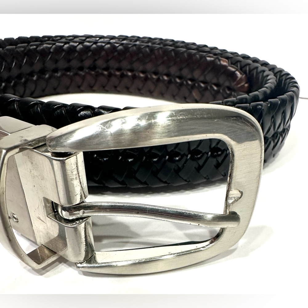 NRA Men's Black Braided Leather Belt
